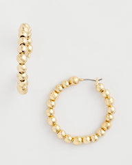 Chico's | No Droop® Golden Beaded Hoop Earrings/ Gold
