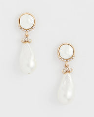 Chico's | Faux Pearl Drop Earrings/ Neutral