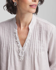 Chico's | Embellished Linen Kurta Tunic/ Dove Gray