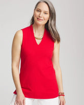 Chico's | Textured Sleeveless V-Neck Tunic/ Red Glow