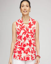 Chico's | Floral Sleeveless V-Neck Tunic/ Glistening Sand