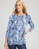 Chico's | Animal Print Square Neck Tunic/ Classic Navy