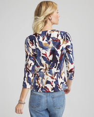 Chico's | Printed Textured Scoopneck Cardigan/ Ecru