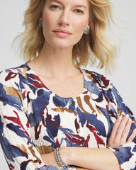Chico's | Printed Textured Scoopneck Cardigan/ Ecru