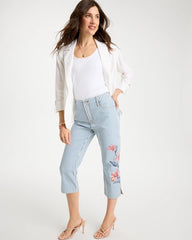 Chico's | Girlfriend Slim Striped Capri Jeans/ Blue Stripe