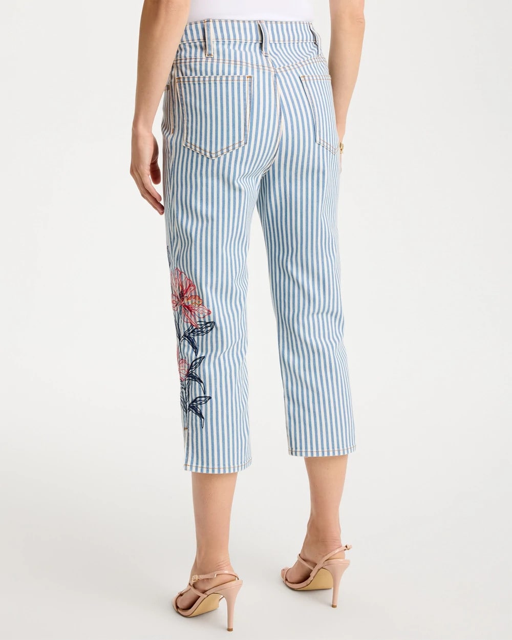 Chico's | Girlfriend Slim Striped Capri Jeans/ Blue Stripe