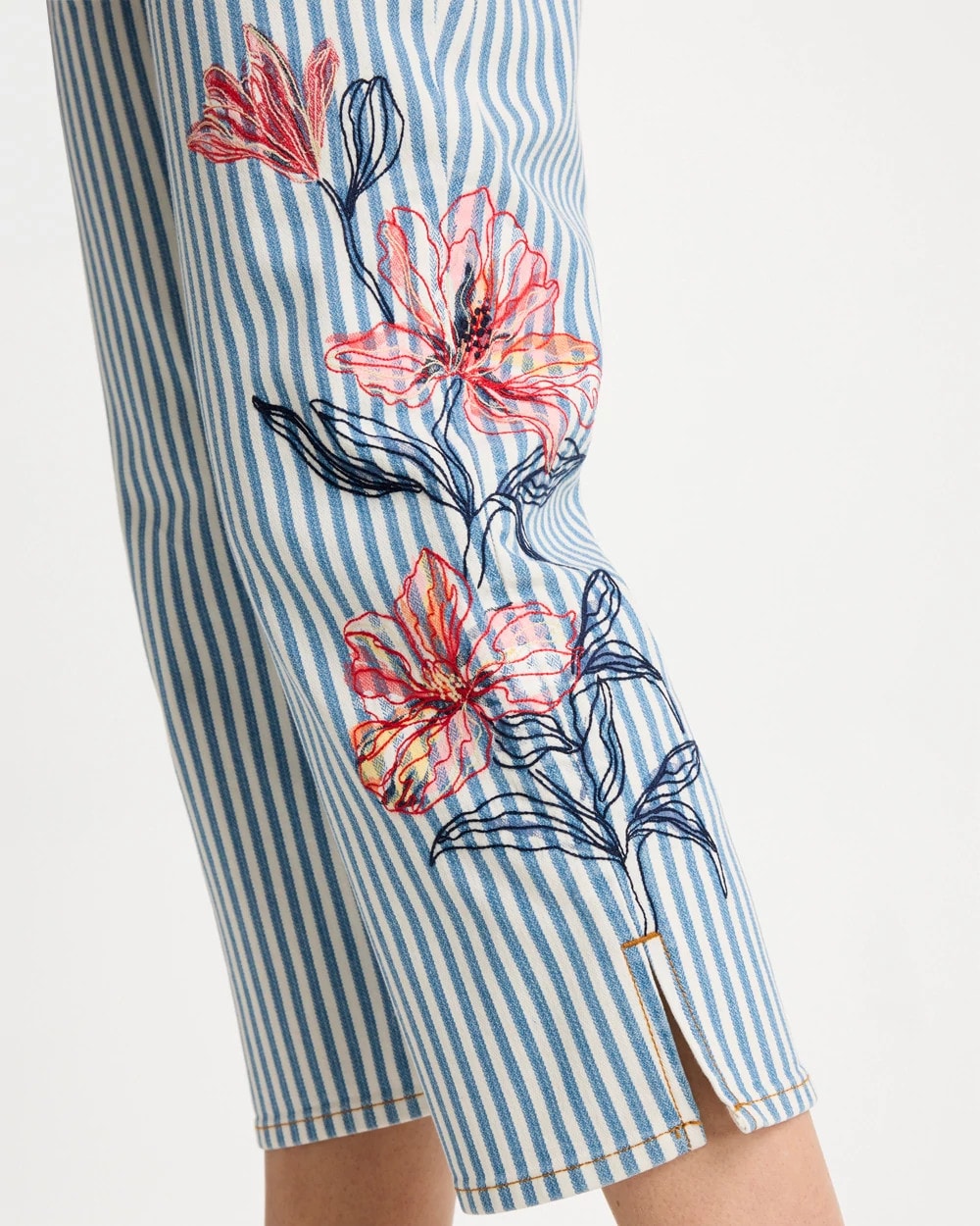 Chico's | Girlfriend Slim Striped Capri Jeans/ Blue Stripe