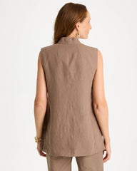 Chico's | Long Linen Sleeveless Vest/ Topaz Smoke