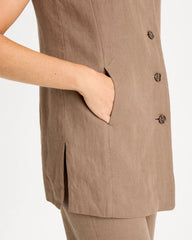 Chico's | Long Linen Sleeveless Vest/ Topaz Smoke