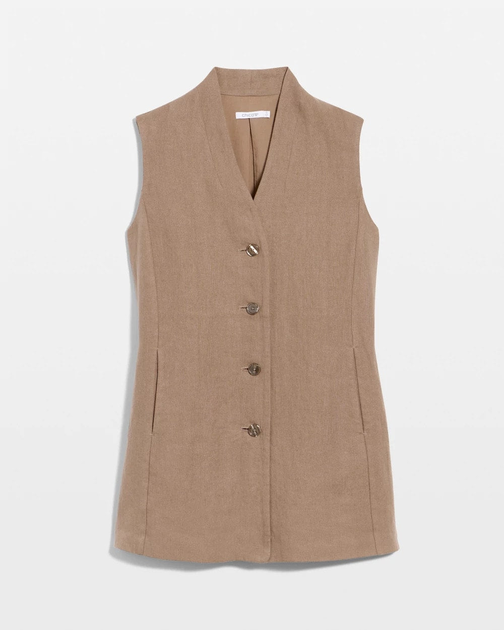 Chico's | Long Linen Sleeveless Vest/ Topaz Smoke