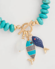 Chico's | Turquoise Stone Toggle Charm Bracelet/ Turquoise