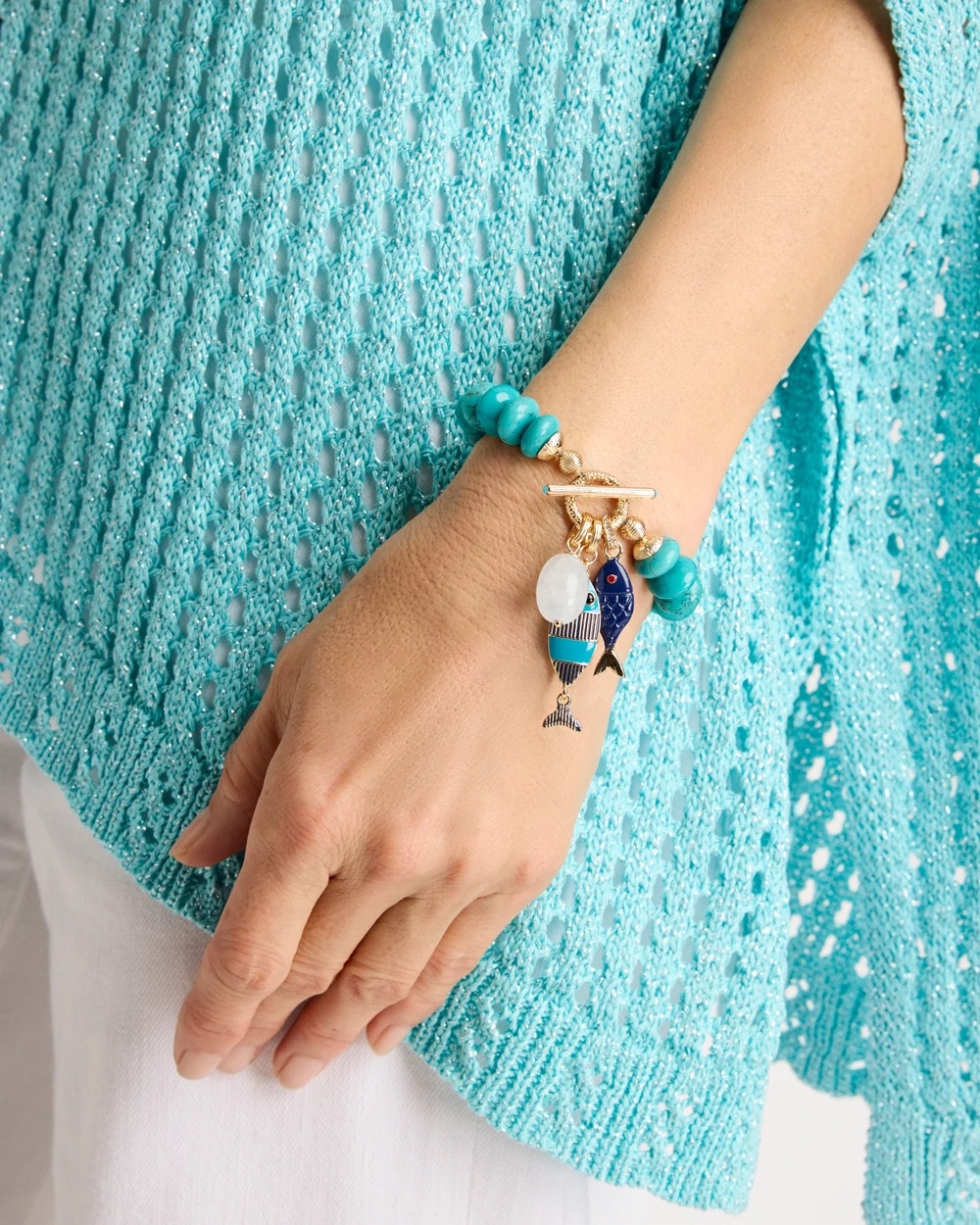 Chico's | Turquoise Stone Toggle Charm Bracelet/ Turquoise