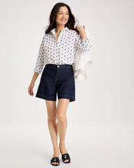 Chico's | No Iron™ Stretch Jacquard Stars Shirt/ Passport Blue