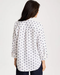Chico's | No Iron™ Stretch Jacquard Stars Shirt/ Passport Blue