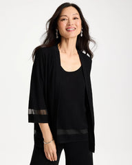 Chico's | Travelers™ Sheer Stripe Cardigan/ Travelers Black