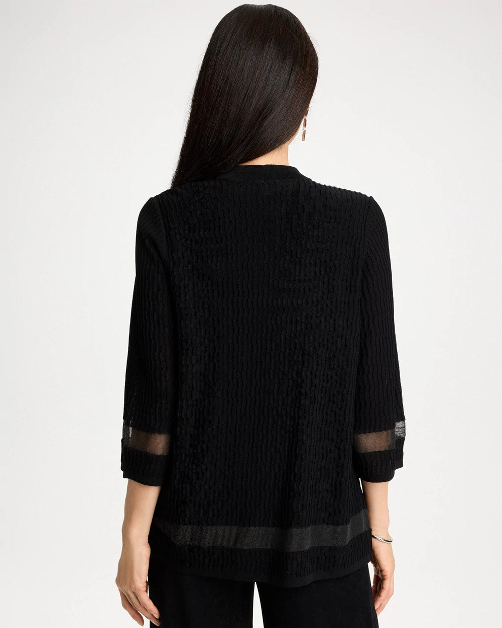 Chico's | Travelers™ Sheer Stripe Cardigan/ Travelers Black