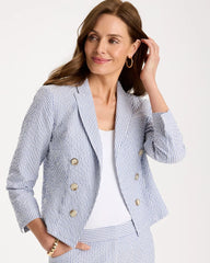 Chico's | Seersucker Striped Cropped Blazer/ Blue