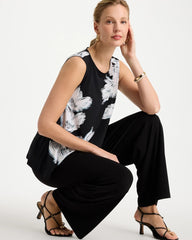 Chico's | Travelers™ Knit Abstract Floral Swing Tank/ Black
