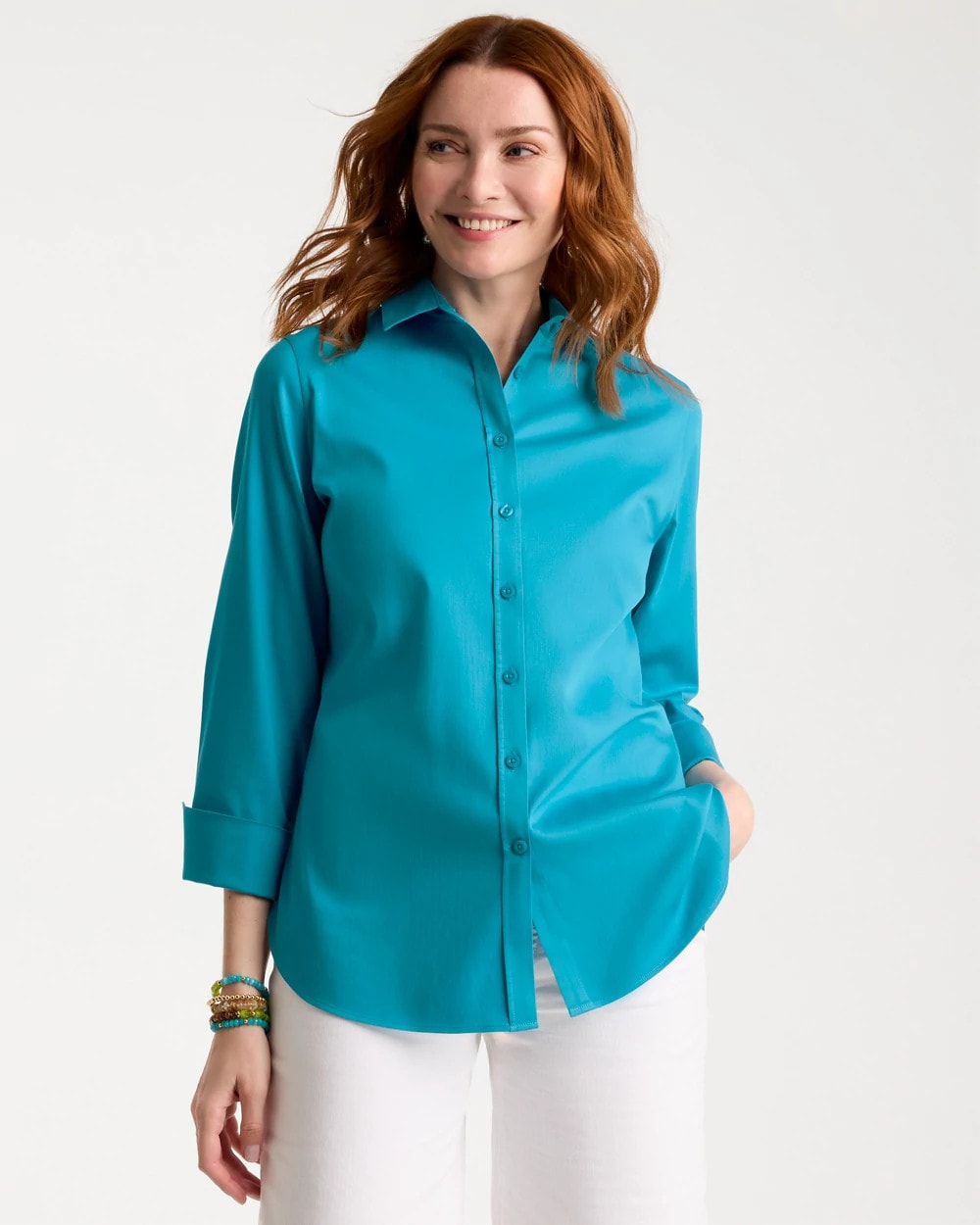 Chico's | No Iron™ Stretch Shirt/ Lagoon Blue
