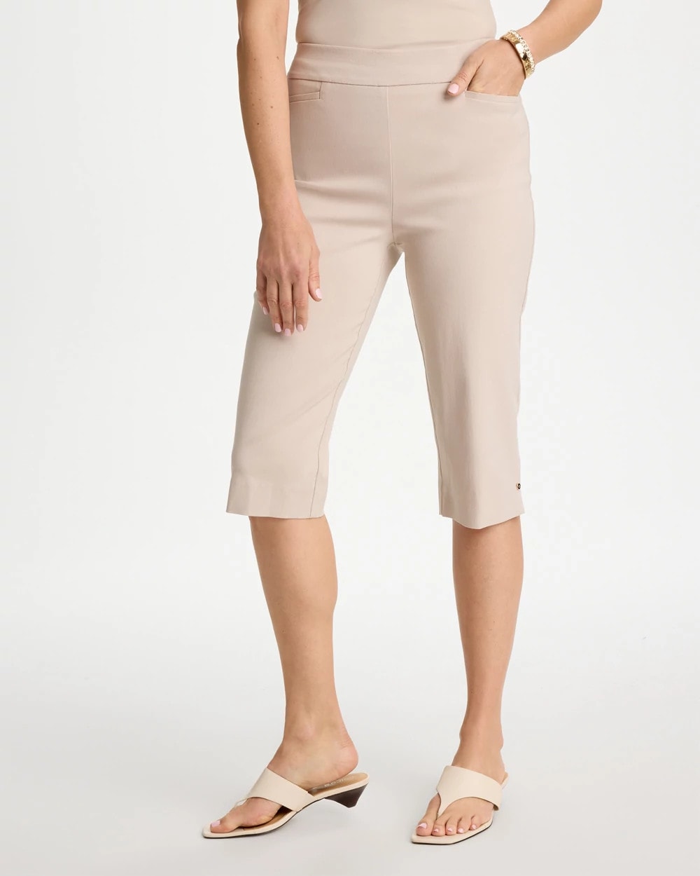 Chico's | Brigitte™ Slim Rivet Pull-On Capri Pant/ Smokey Taupe