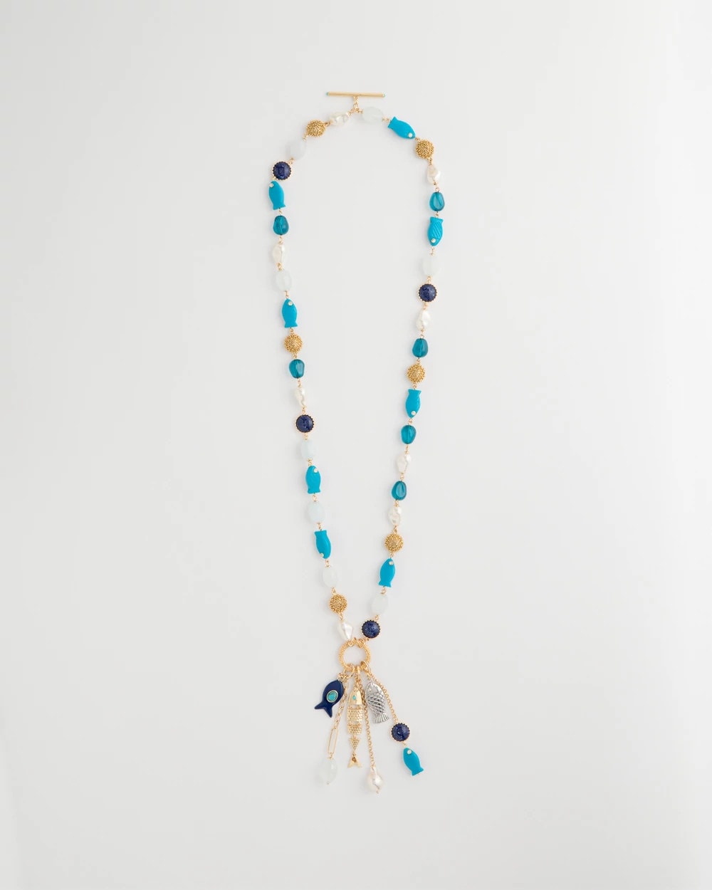 Chico's | Convertible Turquoise Fish Charm Necklace/ Blue Multi