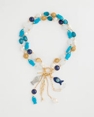 Chico's | Convertible Turquoise Fish Charm Necklace/ Blue Multi