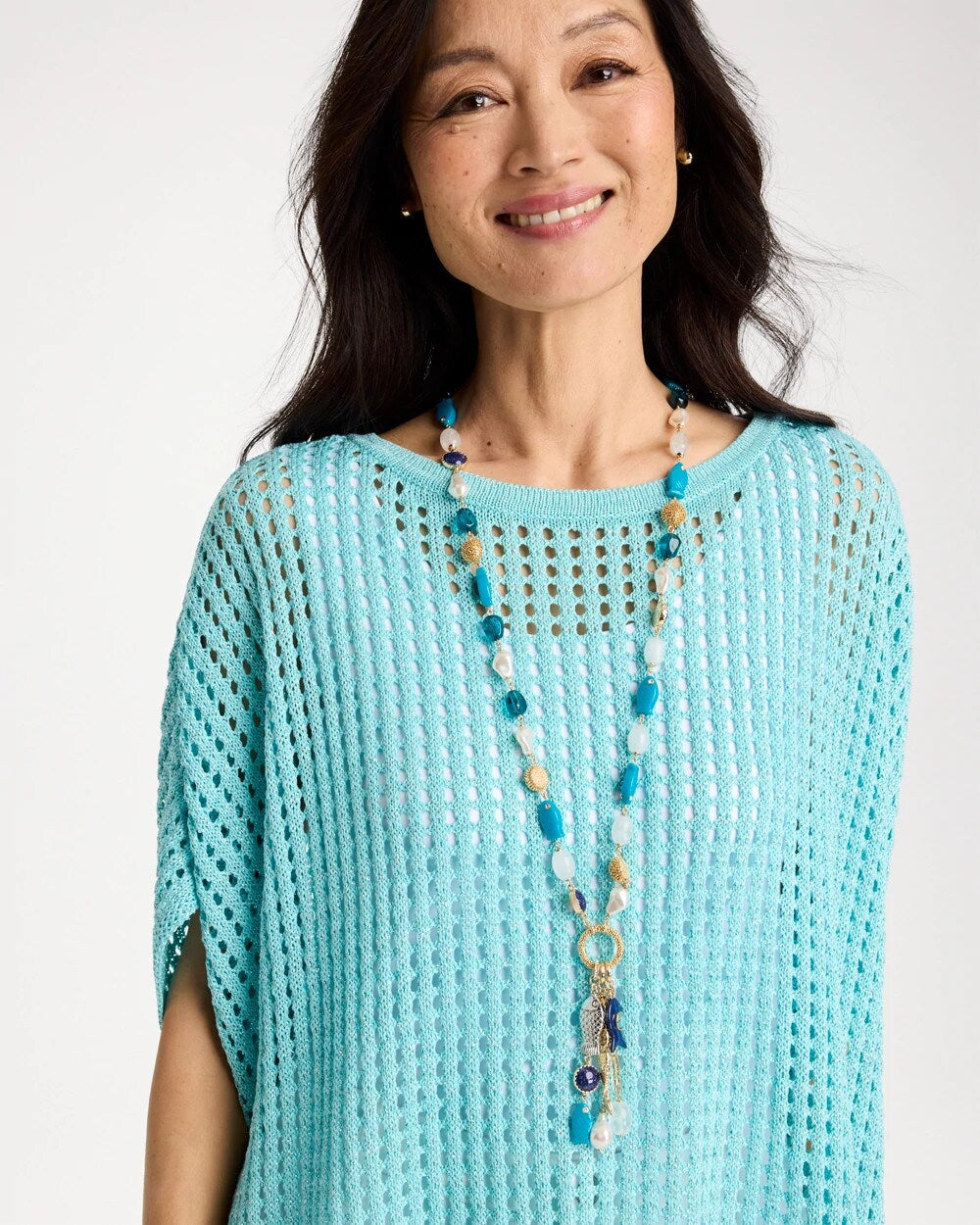 Chico's | Convertible Turquoise Fish Charm Necklace/ Blue Multi