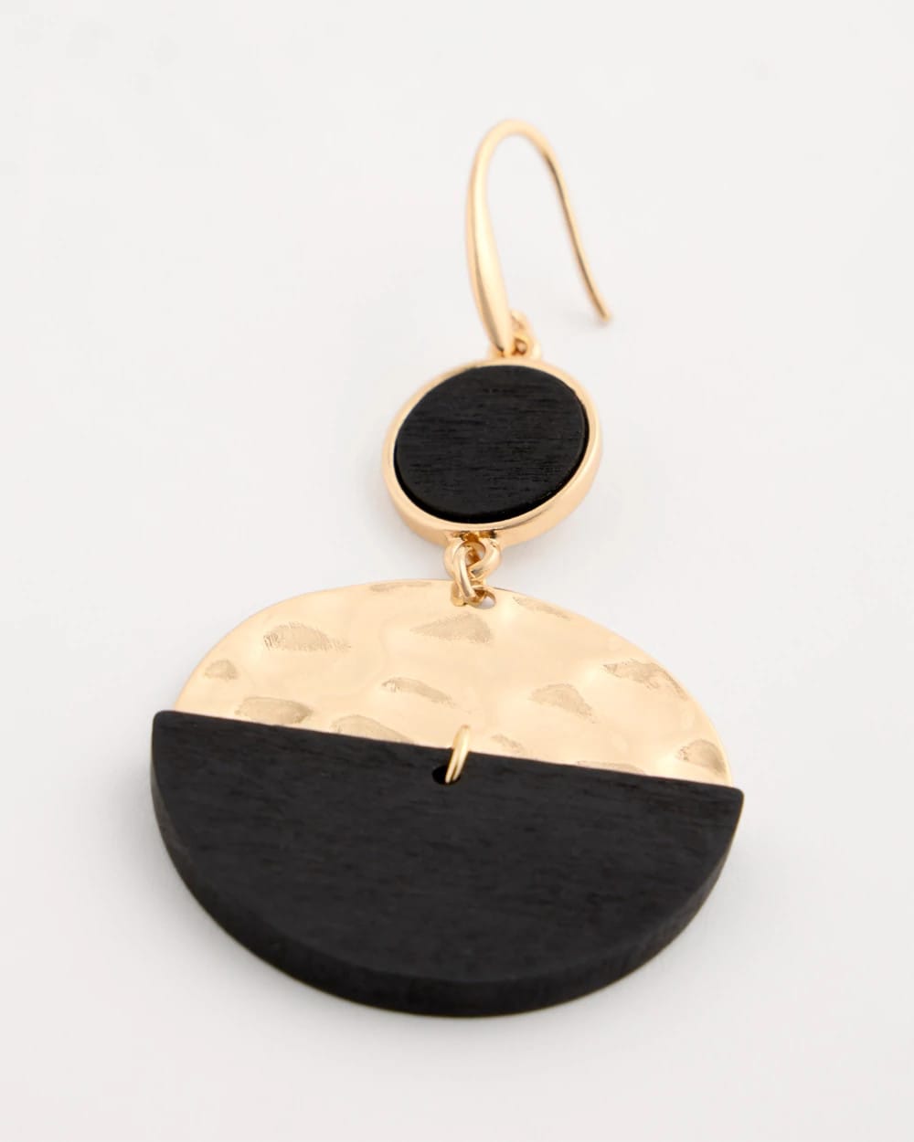 Chico's | Wood Rounded Drop Earrings/ Black/Gold