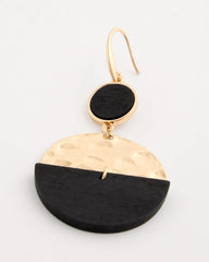 Chico's | Wood Rounded Drop Earrings/ Black/Gold