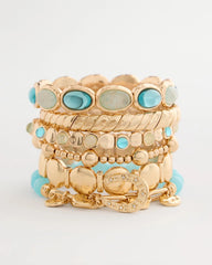 Chico's | Quartz Stone Large Stretch Bracelet/ Light Blue