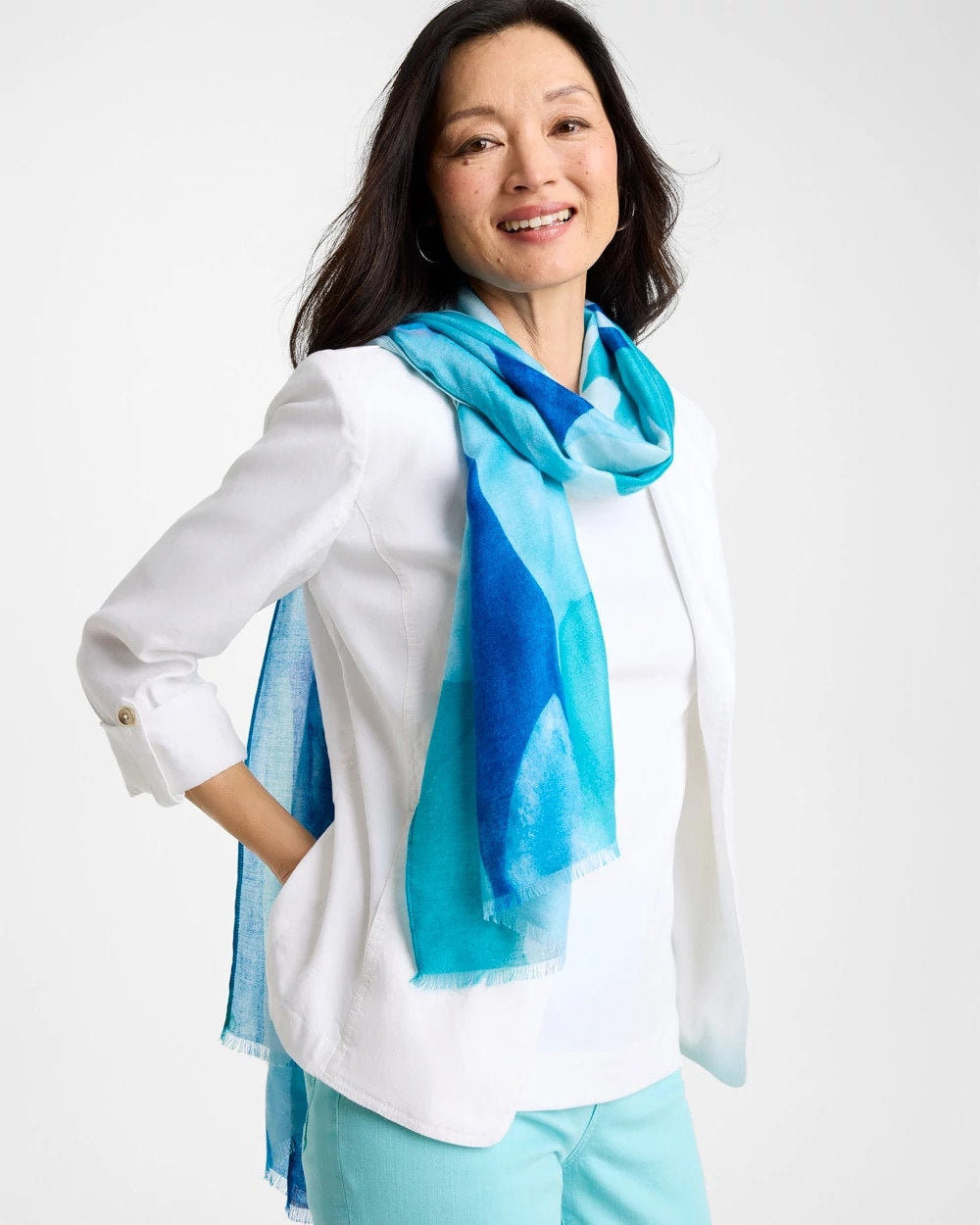 Chico's | Sea Spray Oblong Scarf/ Blue