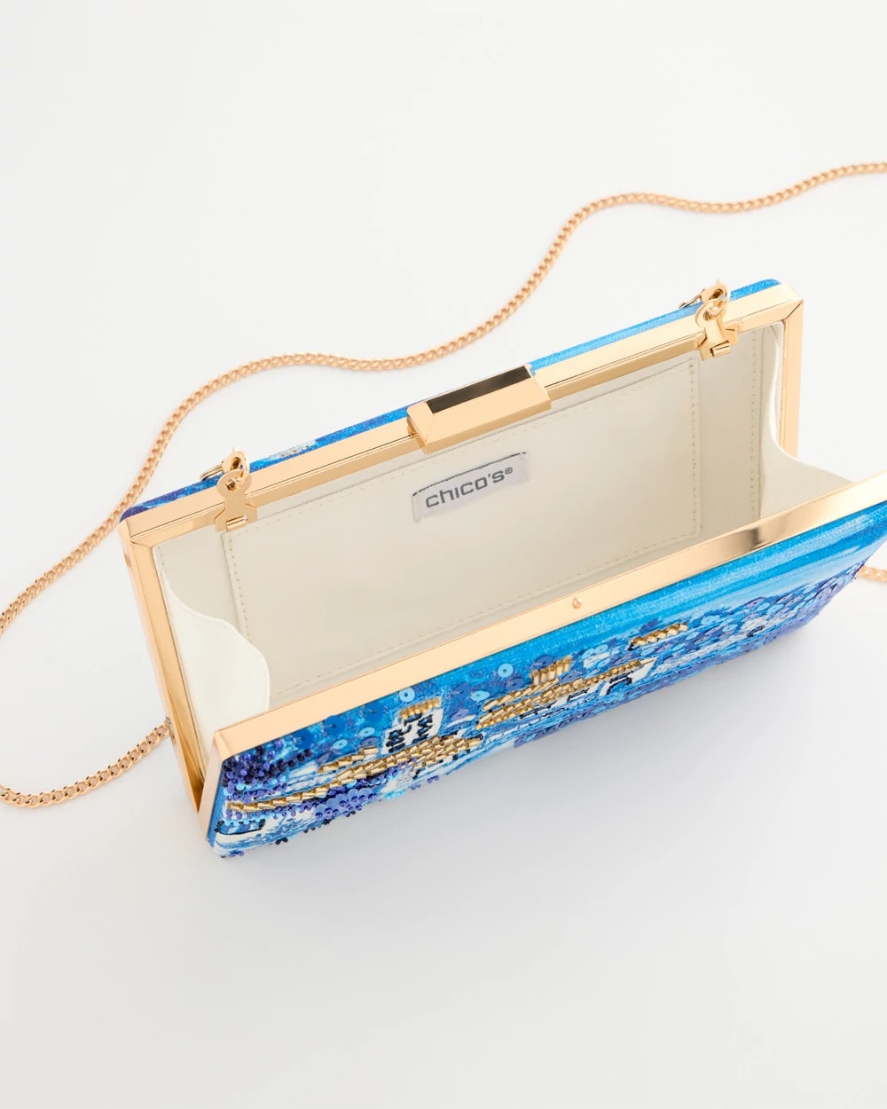 Chico's | Embellished Scenic Clutch/ Blue