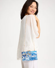 Chico's | Embellished Scenic Clutch/ Blue
