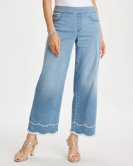 Chico's | Scallop Pull-On Wide-Leg Crop Jeans/ Blue Jay Indigo