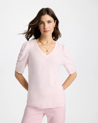 Chico's | Space Dyed Ruched V-Neck Pullover Sweater/ Sweet Blossom