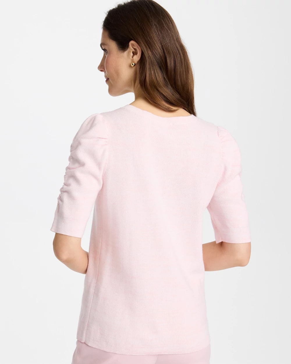 Chico's | Space Dyed Ruched V-Neck Pullover Sweater/ Sweet Blossom