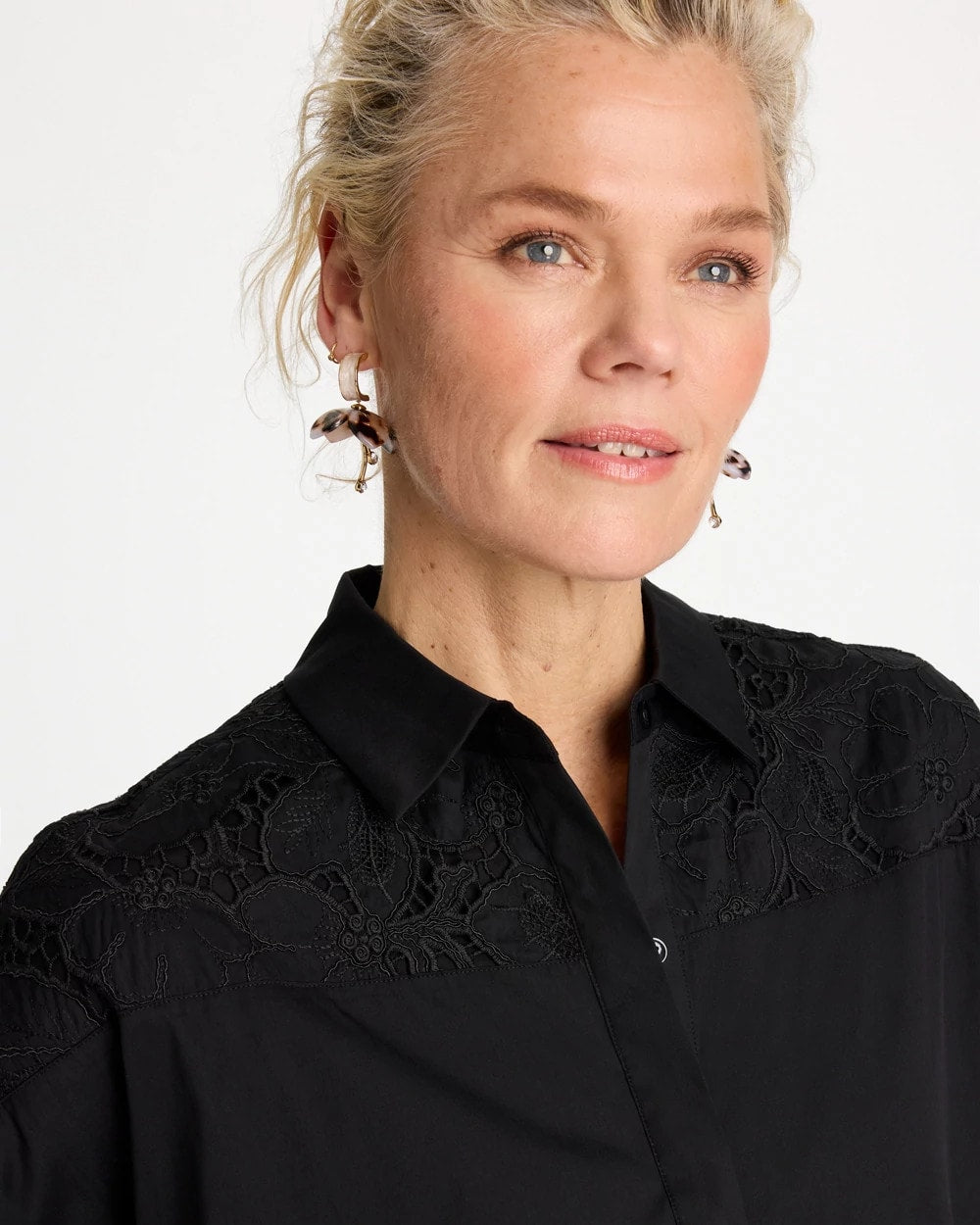 Chico's | Popover Embroidered Poplin Dress/ Black