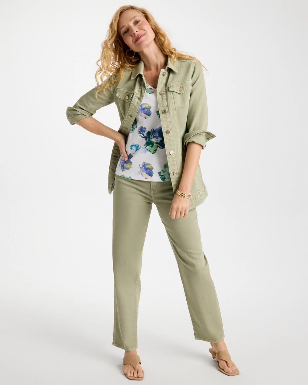 Chico's | Boyfriend Relaxed Crop Jeans/ Seagrass Green