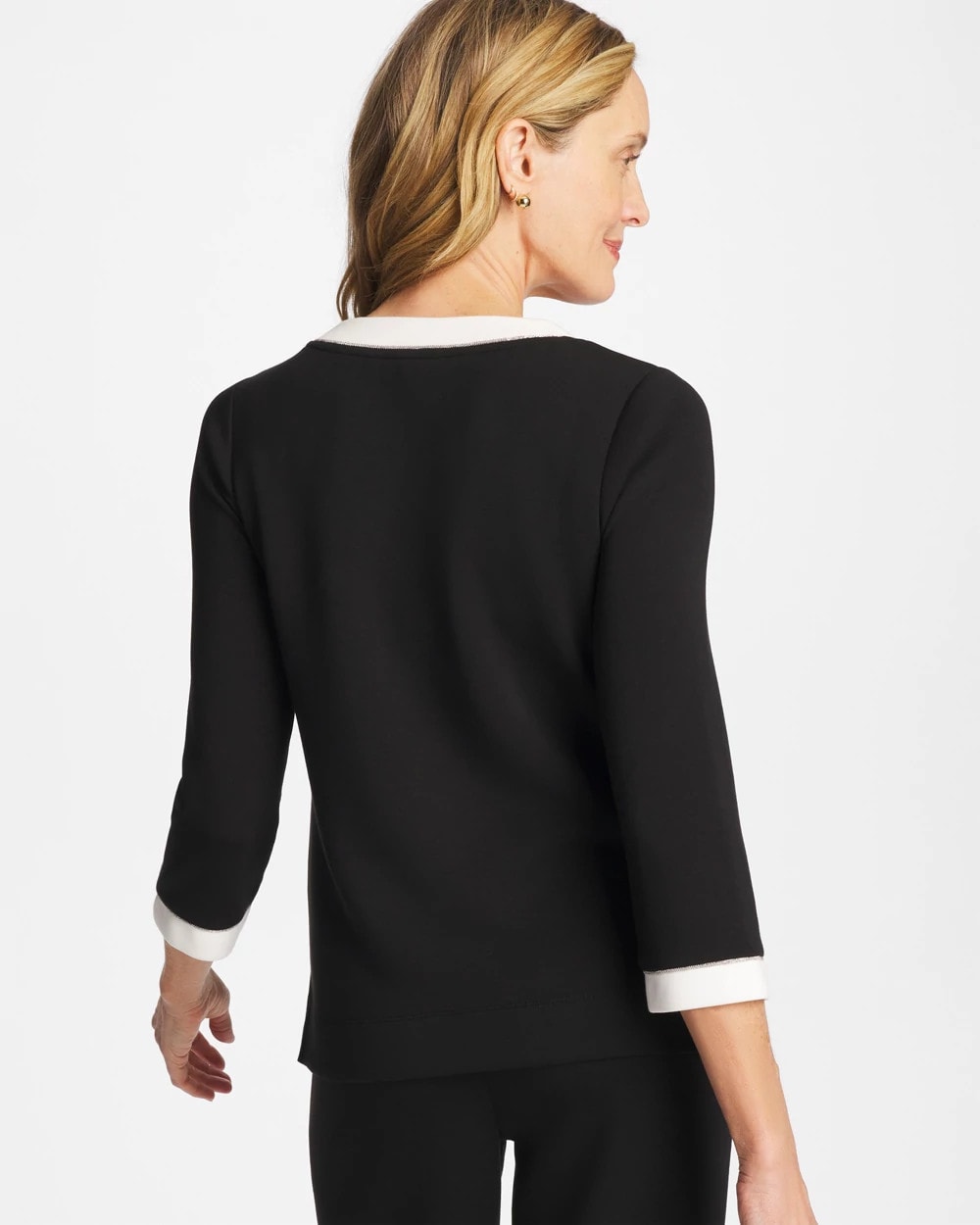 Chico's | Zenergy® Soft Caviar Bead Contrast Top/ Black