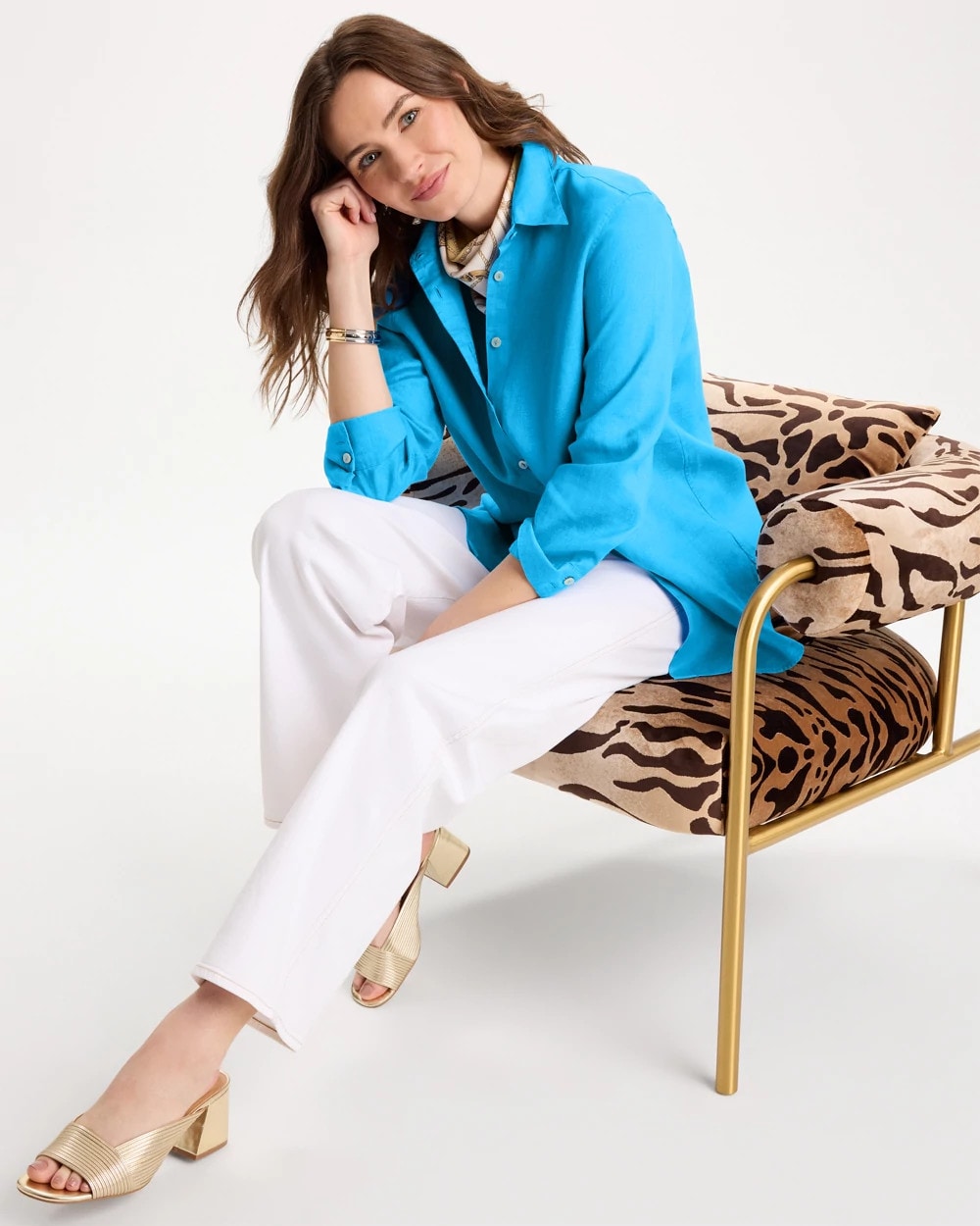 Chico's | No Iron™ Linen Shirt/ Blue Tide