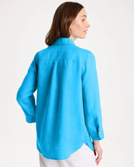 Chico's | No Iron™ Linen Shirt/ Blue Tide