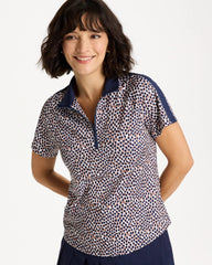 Chico's | Zenergy® UPF Contrast Dot Half Zip Polo/ Passport Blue