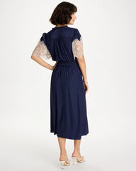 Chico's | Sea Island Crinkled Midi Dress/ Passport Blue
