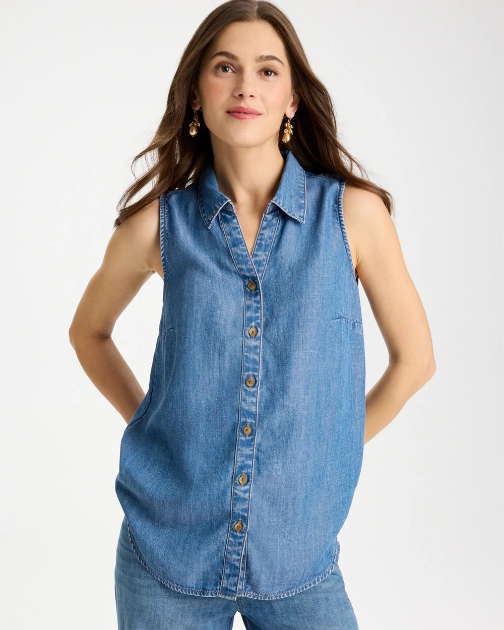 Chico's | Tencel Denim Sleeveless Shirt/ Burano Indigo