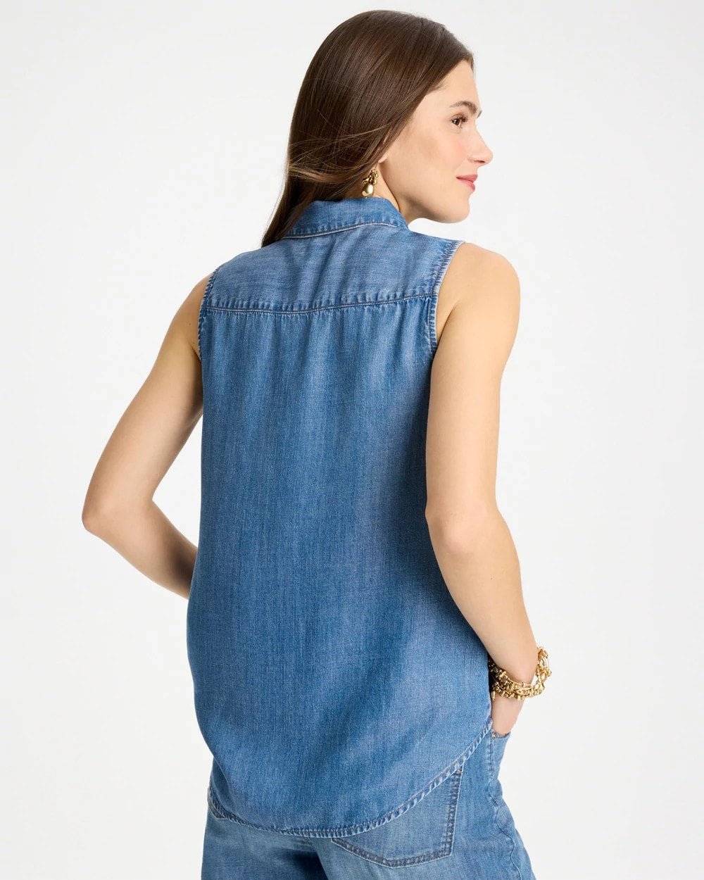 Chico's | Tencel Denim Sleeveless Shirt/ Burano Indigo