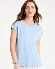 Chico's | Refined Button Tee/ Blue Haven