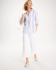 Chico's | No Iron™ Linen Striped Shirt/ Amparo Blue