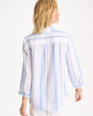 Chico's | No Iron™ Linen Striped Shirt/ Amparo Blue