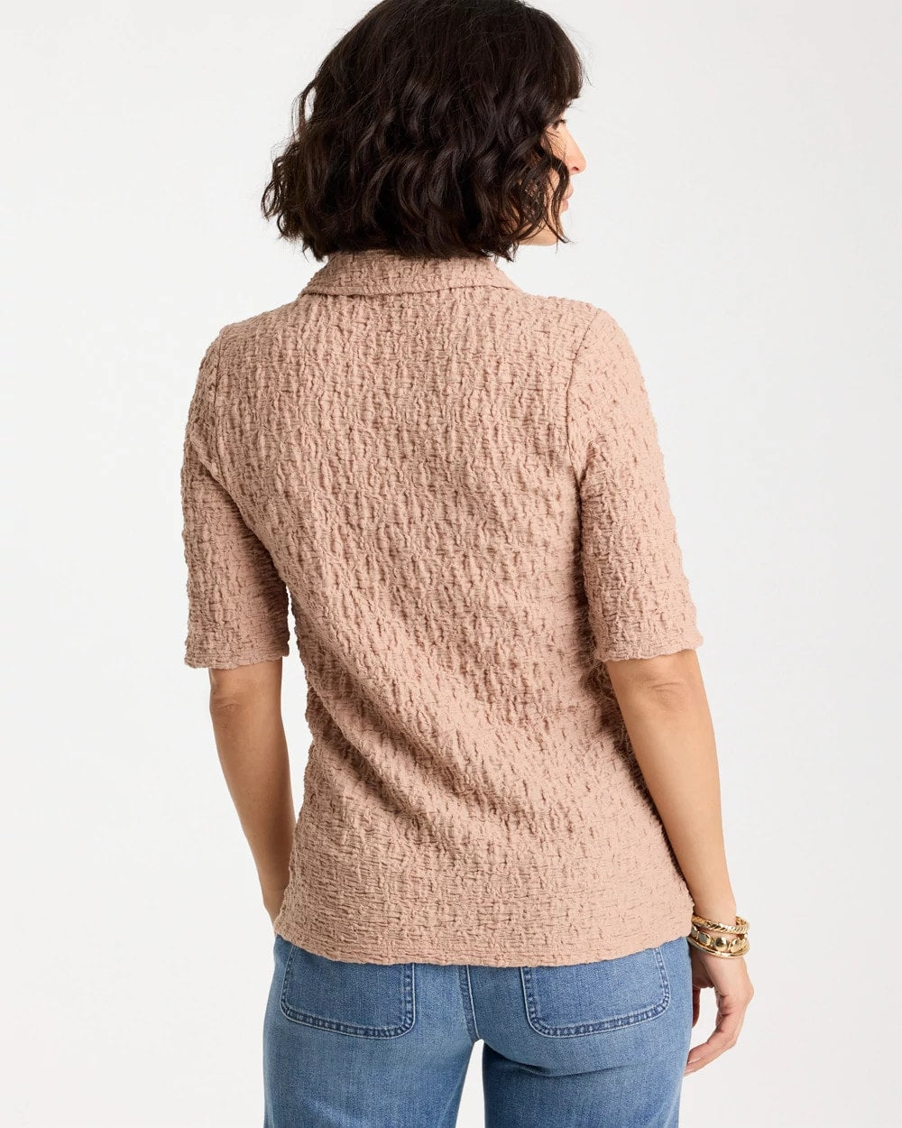 Chico's | Textured Camp Tee/ Mocha Mousse