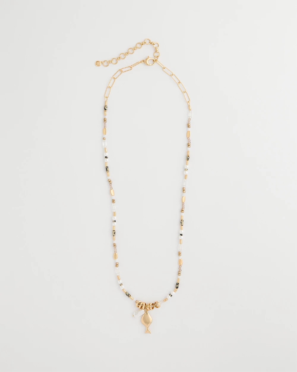 Chico's | Coral Jade Stone Charm Necklace/ Neutral